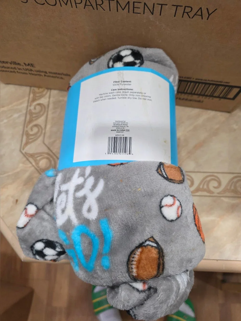 Comfort Bay Kids Gray Plush Throw Blanket - 'Let's Go' Sports Design